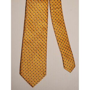 Mens YanLen Necktie Tie Yellow Black Geometric 100% Silk Classic Shiny